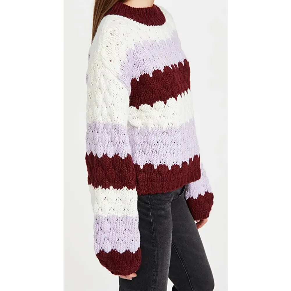 BB Dakota Striped Sweater with Hot Balloon Sleeves Size Medium - Picture 11 of 15